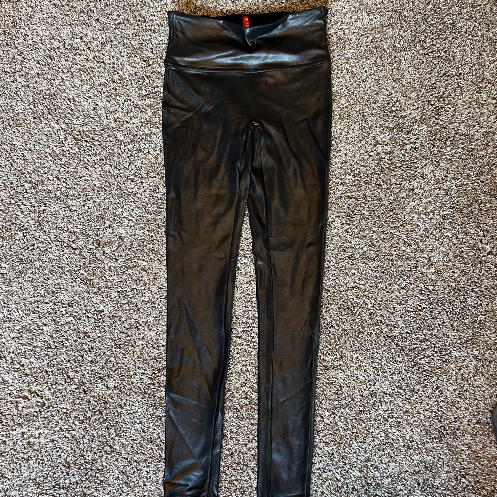 SPANX Faux Leather Leggings in Black